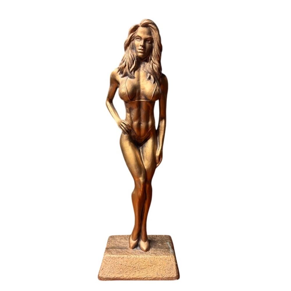 Niels Andersen 14" Female Bodybuilding Trophy Sculpture Bronze Tone No Plaque